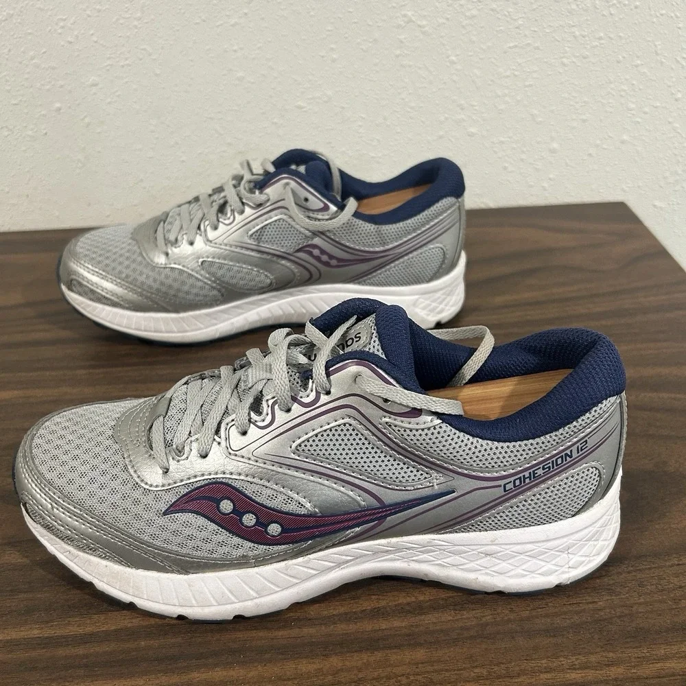Saucony Womens Cohesion 12 S10471-2 Grey Purple Running Shoes Sneakers Size 8.5